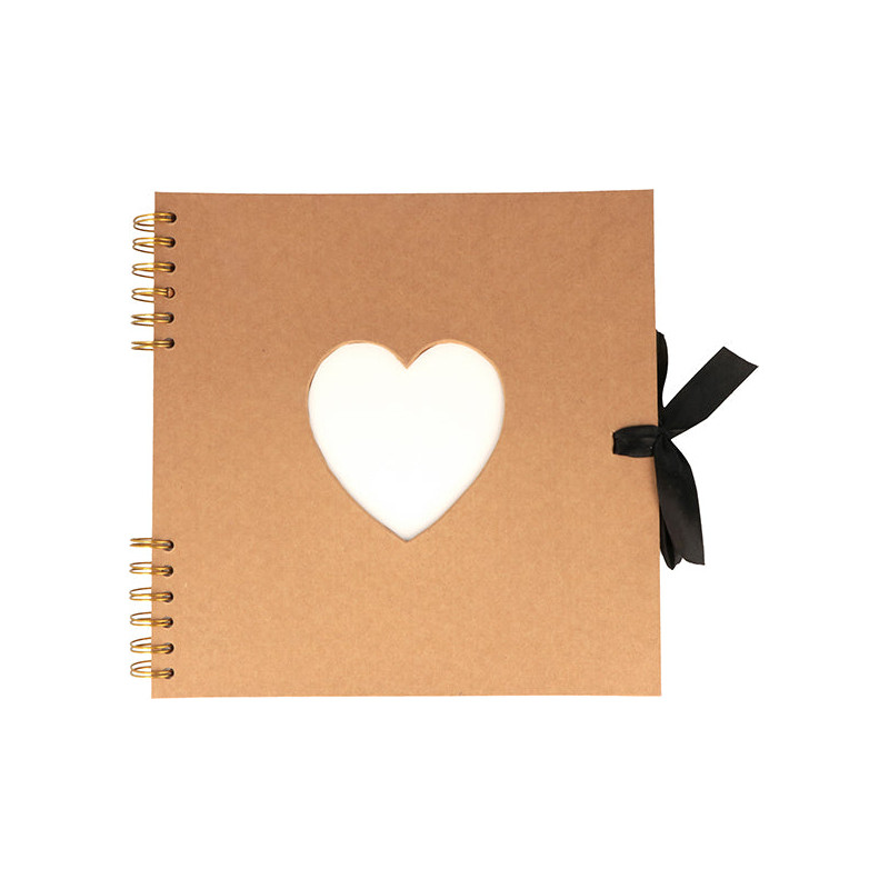 Album Kraft spiralé recyclé "Coeur" 25x25 cm-40 feuilles-140gr