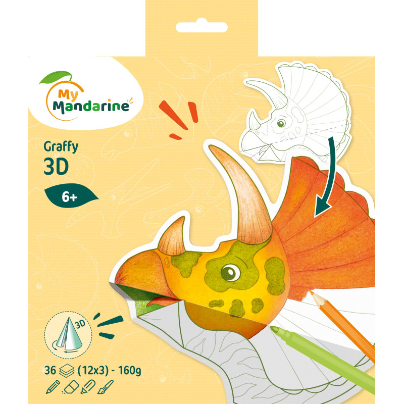 Album Graffy 3D Dinosaures - 36 feuilles - 160gr/m²