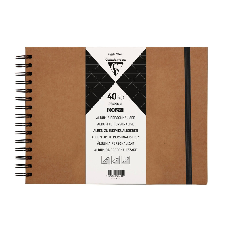 Album Kraft à personnaliser 40 feuilles - 27x20 - 200gr/m²