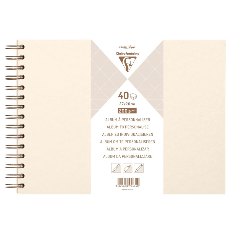 Album Ivoire Irisé à personnaliser 40 feuilles - 27x20 - 200gr/m² - Cl
