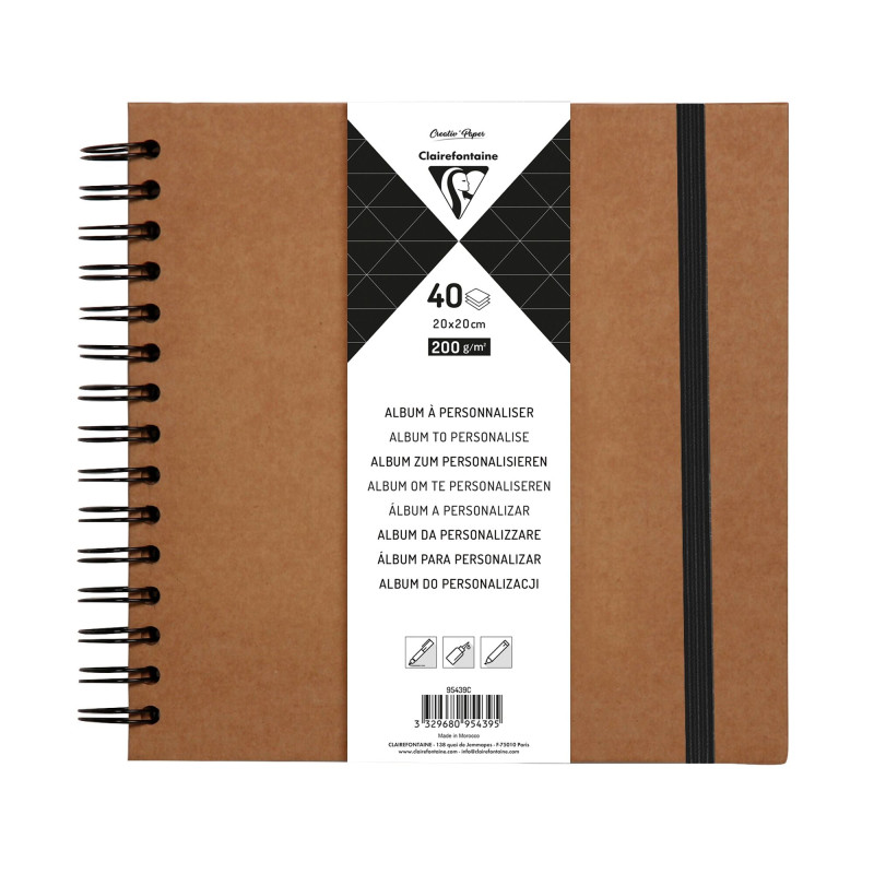 Album Kraft à personnaliser 40 feuilles - 20x20 - 200gr/m² - Clairefon