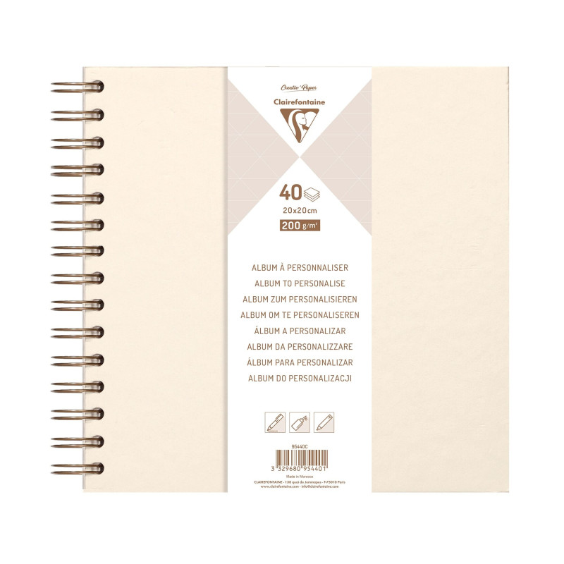 Album Ivoire Irisé à personnaliser 40 feuilles - 20x20 - 200gr/m² - Cl