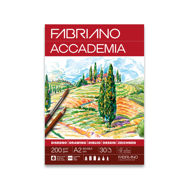 Blocs papier dessin Accademia 30 feuilles - 200g/m² - Album spirale fo