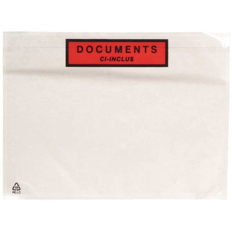 Boite de 1000 pochettes adhésives "documents ci-inclus" 228x162mm