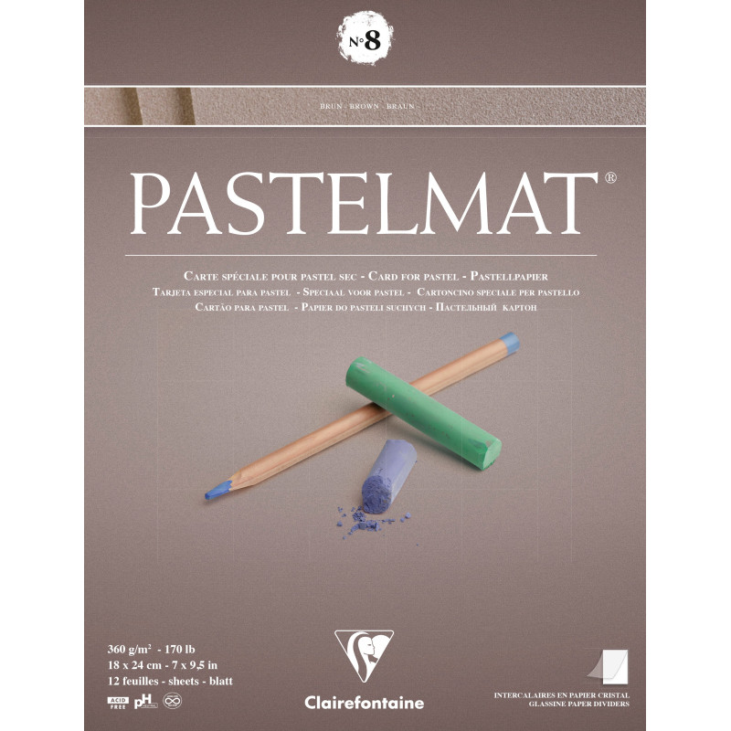 Bloc Pastelmat n°8 -12 feuilles 360 gr - 3 formats - Monochrome brun -