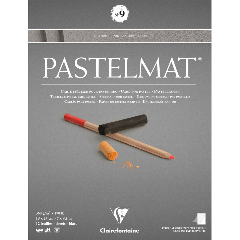 Bloc Pastelmat n°9 -12 feuilles 360 gr - 3 formats - Monochrome gris f