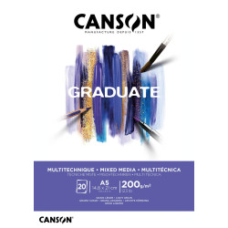 Bloc Mix Media Papier Blanc Graduate - 20 Feuilles - A4 - 200g