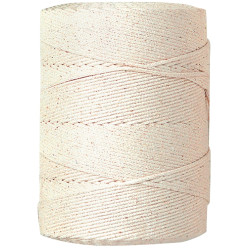 Pelote de 1 kg de coton tressé blanc diamètre 2 mm longueur environ 46