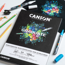 Bloc Dessin Graduate Papier Noir - 20 FEUILLES - A4 - 120g