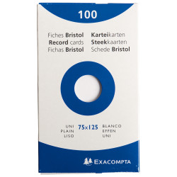 Boîte de 100 fiches bristol non perforées carte forte 205 g uni blanc