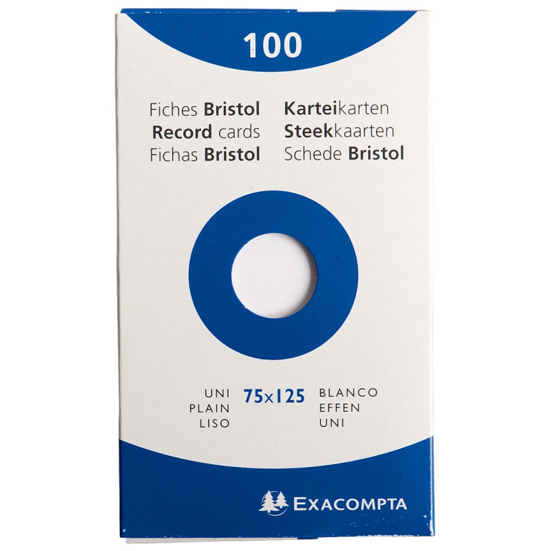 Boîte de 100 fiches bristol non perforées carte forte 205 g uni blanc