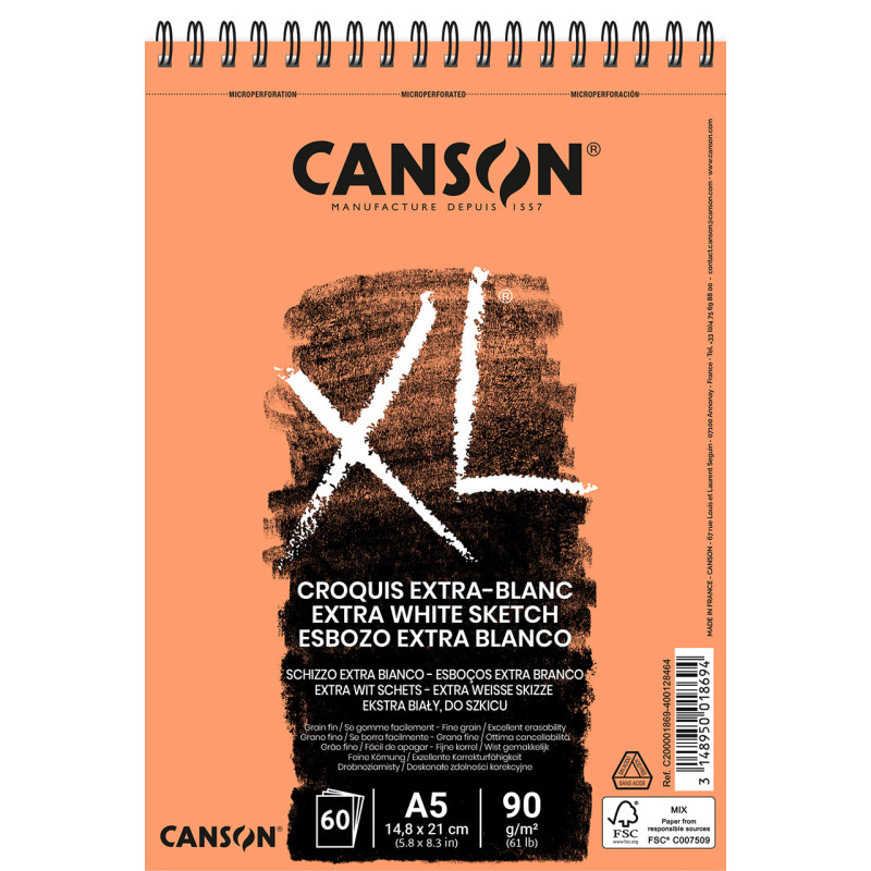 Bloc XL Extra-blanc 60 feuilles A5 90gr/m²