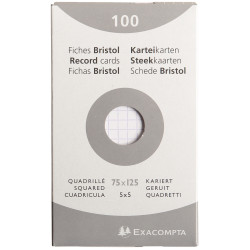 Etui de 100 fiches bristol non perforées carte forte 205 g blanc quadr