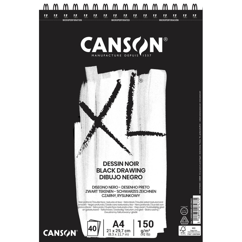XL Album dessin noir 150g/m² 40 feuilles - A4 - 21x29,7cm