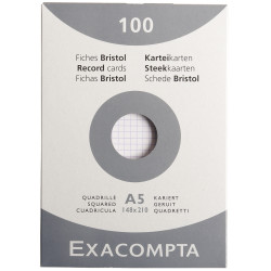 Etui de 100 fiches bristol non perforées carte forte 205 g blanc quadr