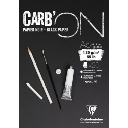 Bloc carbon encollé & spiralé 20 feuilles 120g - Format A3