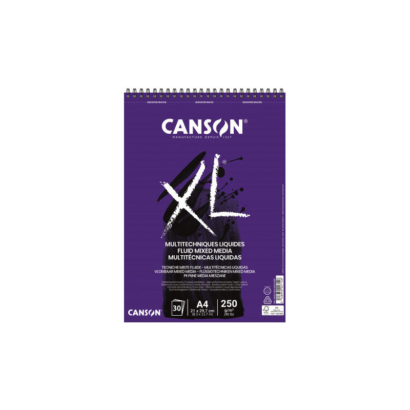 Album XL Fluid Mix Media A4/A3 250g/m²-30 feuilles-Canson - A4
