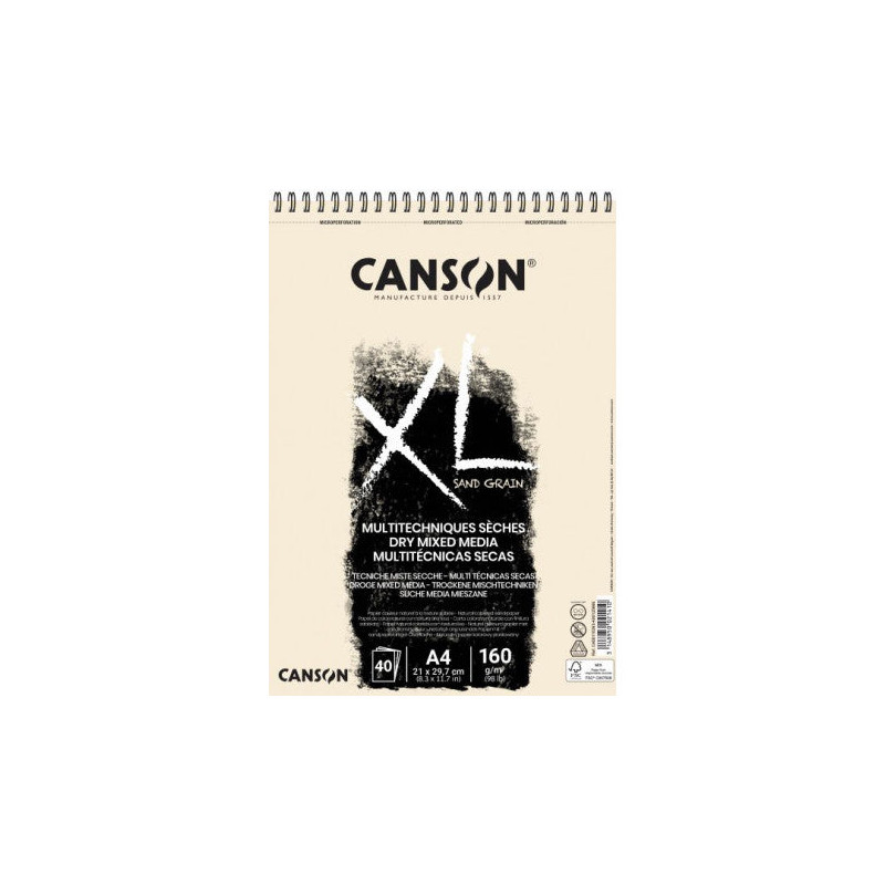 Album XL Sand Grain Mixed Media A4/A3 160g/m²-spirale-40 feuilles-Cans
