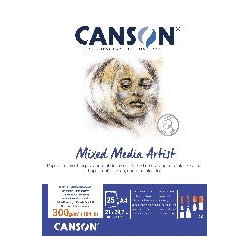 Bloc de 25 feuilles MIXED MEDIA ARTIST A4 blanc 300gr GF collé petit c