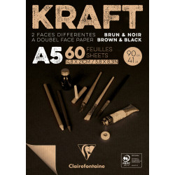 Bloc kraft brun/noir - 60 feuilles - 90gr/m² - formats A3-A4 & A5 - Fo