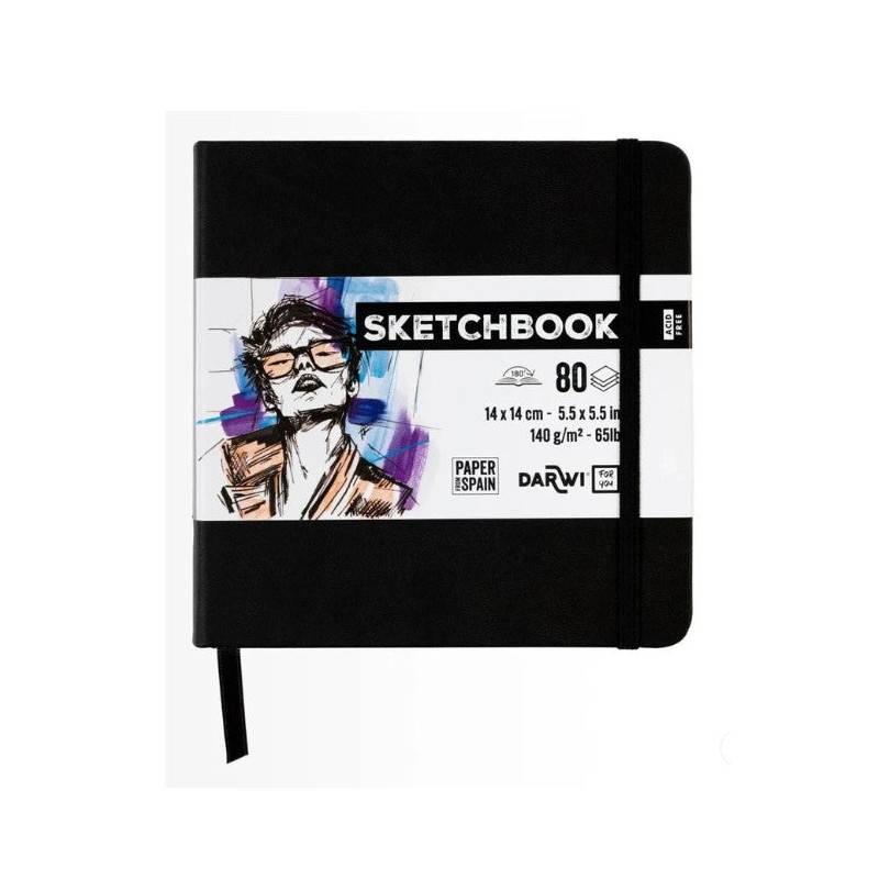 Sketchbook 14 x 14 80 feuilles papier blanc, 140 g/m², 9 couleurs de c