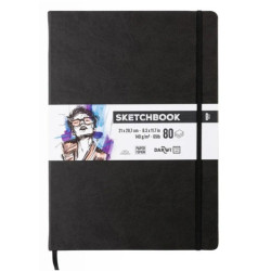 Sketchbook A4 80 feuilles papier blanc, 140 g/m², 9 couleurs de couver