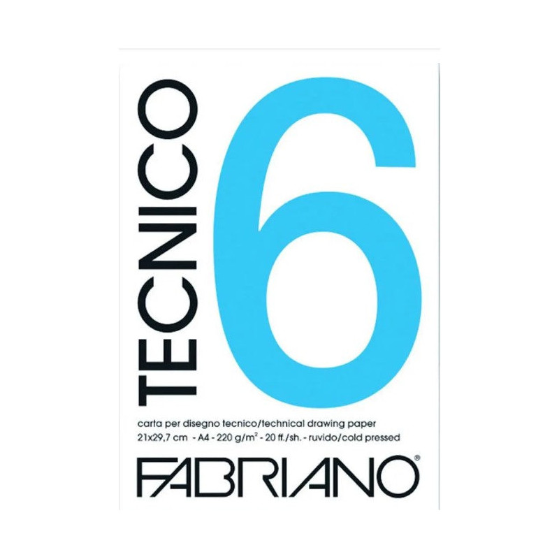 Bloc Tecnico 6 - 220gr/m² - 20 feuilles - Format A4 & A3 - Format A3