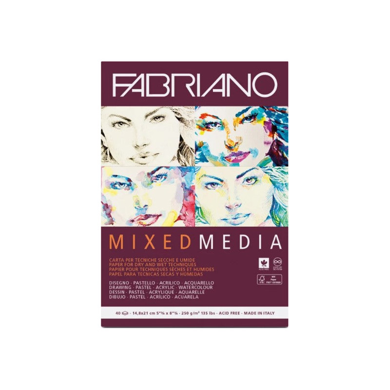 Bloc Mixed media A5/A4 ou A3 - 250g/m² - 40 feuilles - Format A4
