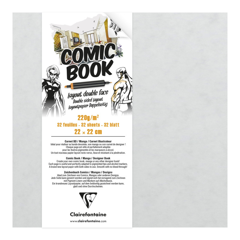 Carnet papier comic book 32 feuilles - 22x22cm