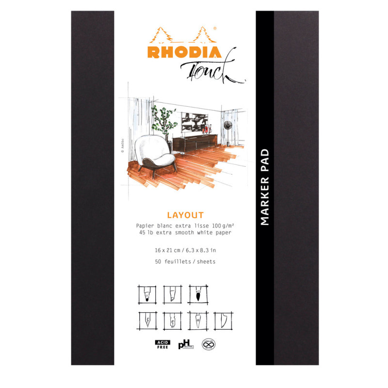 Bloc Marker Pad Rhodia Touch 100g/m² - Format A4