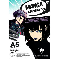 Bloc illustration Manga - 20 feuilles - 250g/m² - Formats A3,A4 et A5