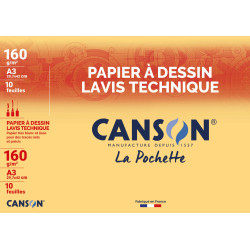 Pochette lavis technique - A4 160g 12 feuilles