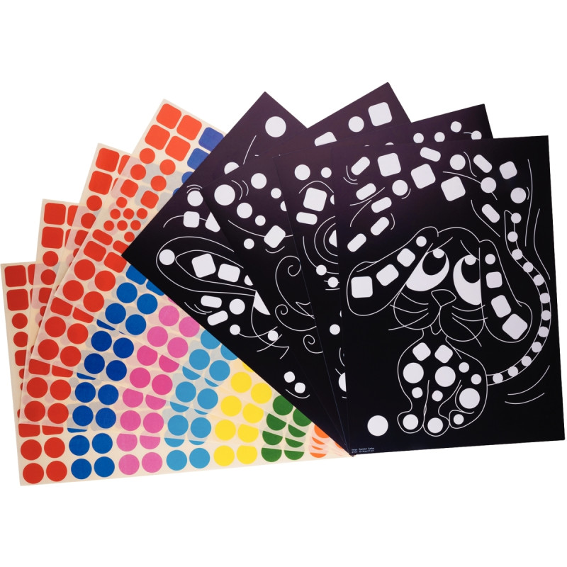 Pochette de 16 planches de gommettes de 5 motifs animaux différents