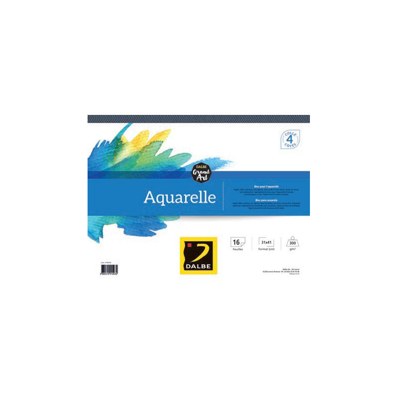 Bloc Grand Art Aquarelle collés 4 côtés 300g/m² - 24x32cm