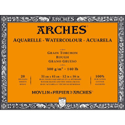 Bloc Papier aquarelle collés 4 côtés 300g/m² - 26x36 300G Grain Torcho