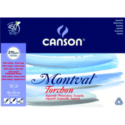 Papier aquarelle Montval bloc 270gr Grain Torchon - 24x32cm 12 feuille