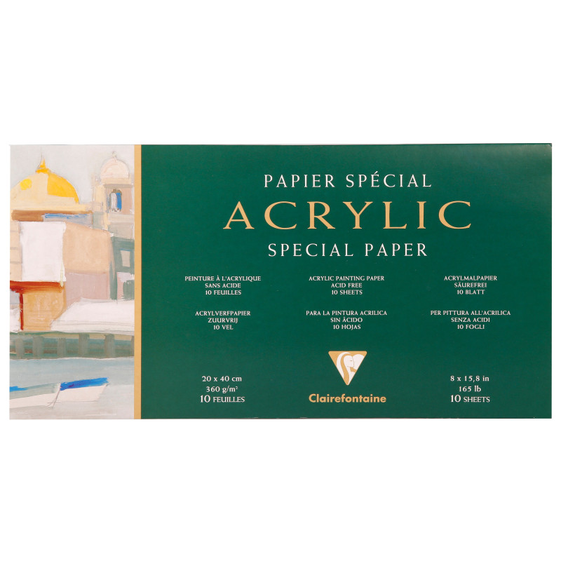 Bloc acrylique - 10 feuilles - 360g/m² - Collé 4 côtés - 3 formats - 2