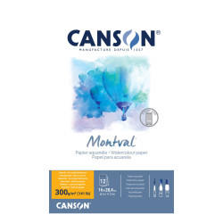 Bloc de papier Montval 300g 12 feuille collé 1 côté - Grain fin A2