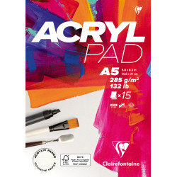 Bloc Acrylpad collé - 15 feuilles - 285 gr - Format A3, A4 & A5 - Form