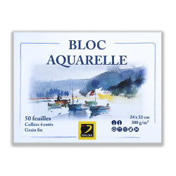 Bloc aquarelle grain fin Bréhat 300g/m² - 24x32cm 50 feuilles