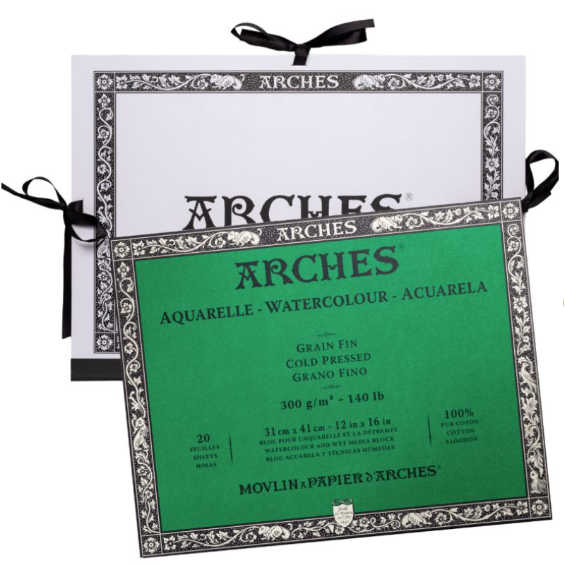 Bloc Arches 31 x 41 cm - 300g/m²- Grain Fin - 20 feuilles + 1 carton é