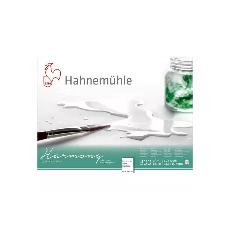Papier Aquarelle Harmony Grain Satin, 300g/m² - Bloc collé 4 cotés 12