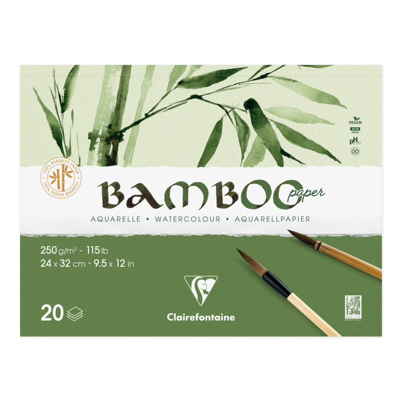 Bloc aquarelle Bamboo 250g/m² collé 4 côtés - 24x32 20F