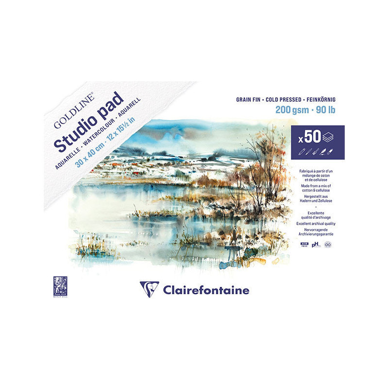 Bloc aquarelle Goldline 200g/m² - 24x32cm 100F