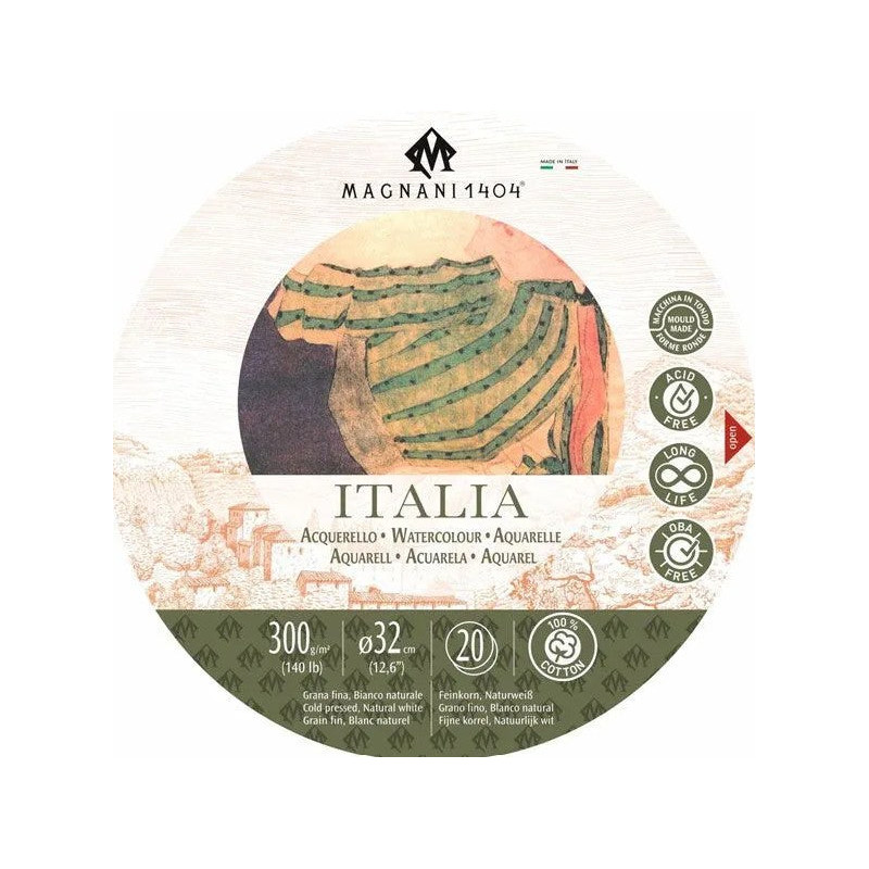 Bloc aquarelle rond diam 32 cm 100% coton Italia - 20 feuilles - Grain