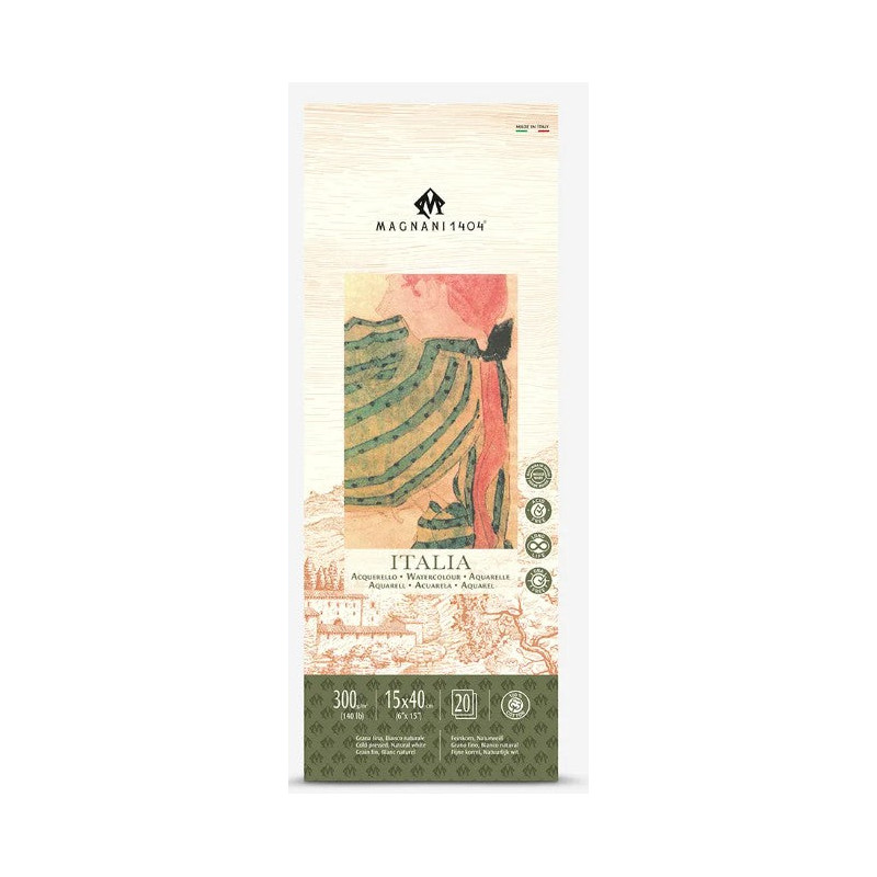Bloc 100% coton 15x40 cm Italia-300gr-20 feuilles-Grain fin pressé à f