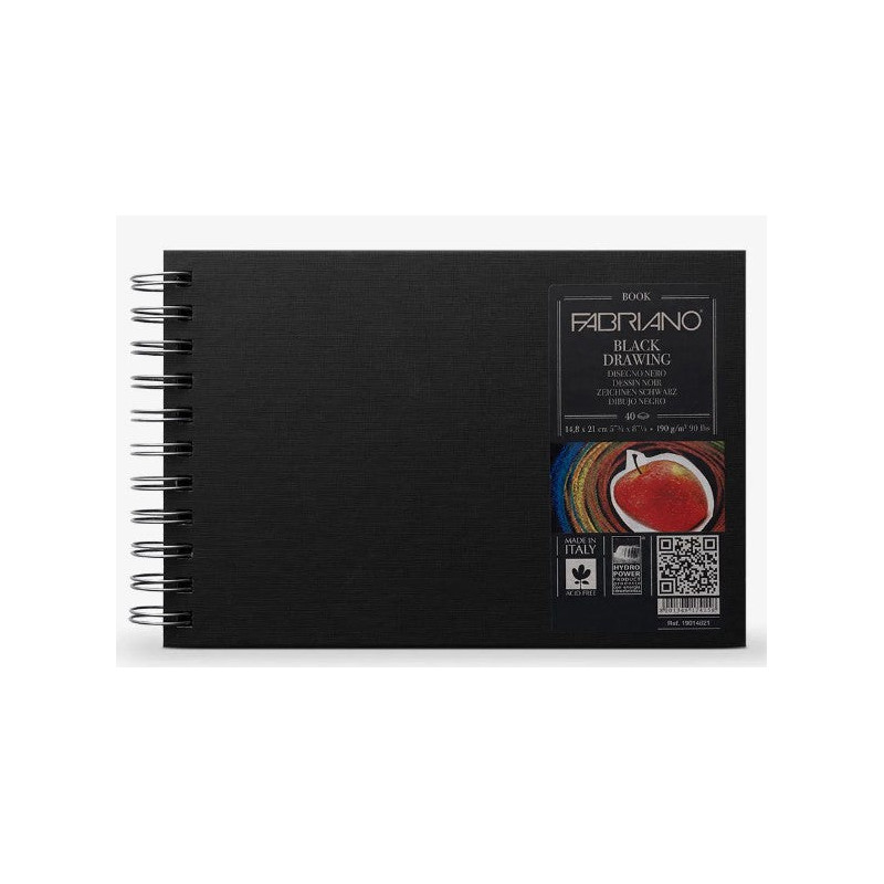 Carnet de croquis Blackbook 190g/m² spiralé - 40 feuilles - 4 formats