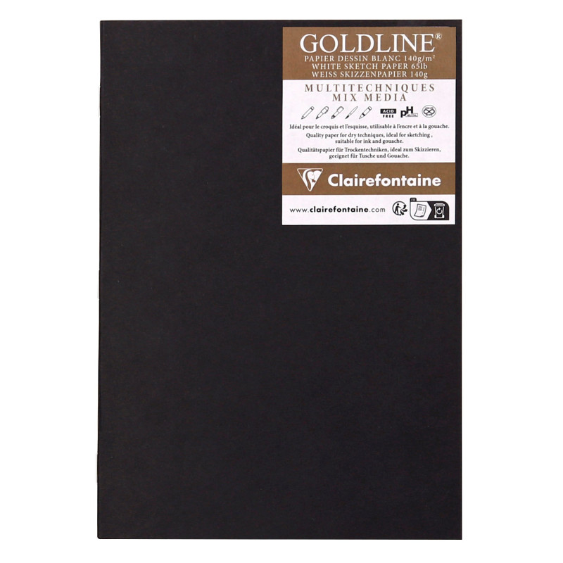 Carnet de dessin piqué Goldline 20 feuilles - 140gr/m² - format A3-A4