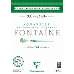 Bloc aquarelle Fontaine Grain Torchon 300g/m² - 12x18cm 300g 12 feuill