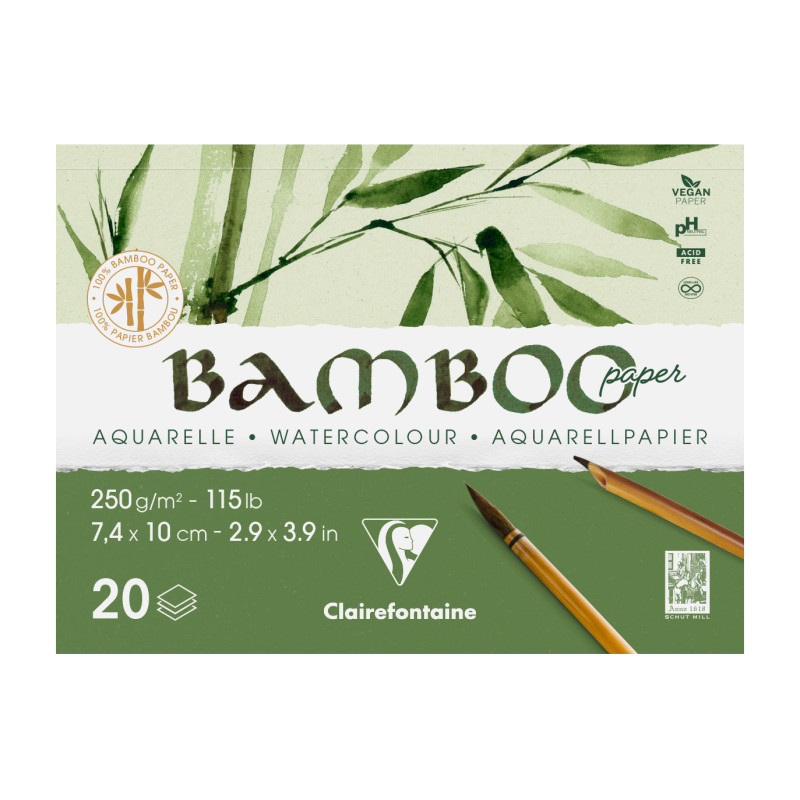 Bloc aquarelle Bamboo 250g/m² collé 1 côté - A3 15F